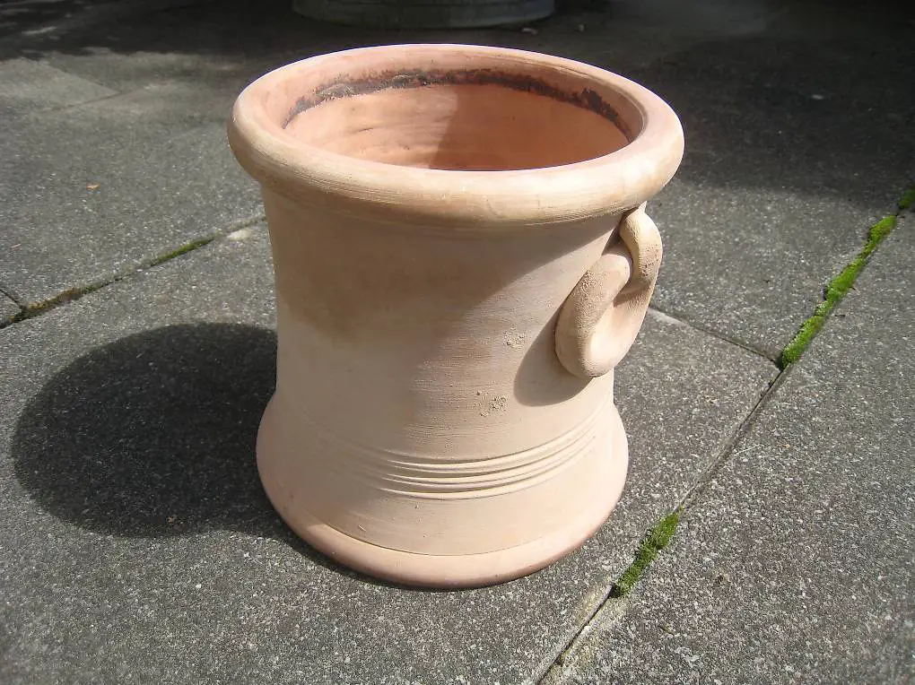 Tontopf ZIRO handgemacht Uebertopf Pflanzentopf mit Loch