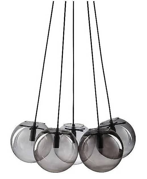 Hängelampe OBRE (Maison du Monde) 5 Kugeln aus (Rauch) -Glas