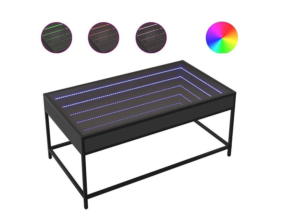 Couchtisch mit Infinity-LED Schwarz 90x50x41 cm