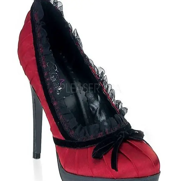 PLEASER Satin Pumps mit Rüschen Gr. 38 NEU