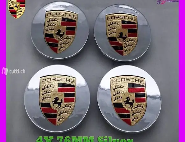  PORSCHE 4 X 76 MM Silber Radkappe