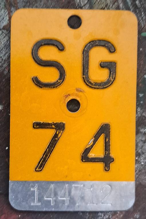 SG 1974 Kanton ST. GALLEN Mofanummer 50. Geburtstag Töffli