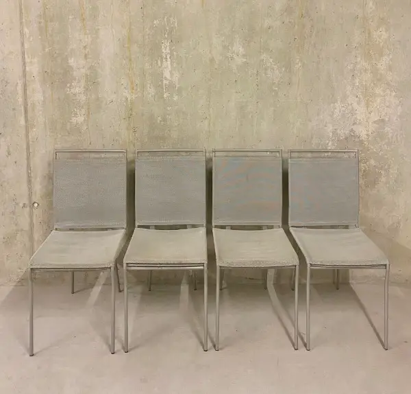 4er Set Moderne Esszimmerstühle, Stoff/Metall, grau, Stühle