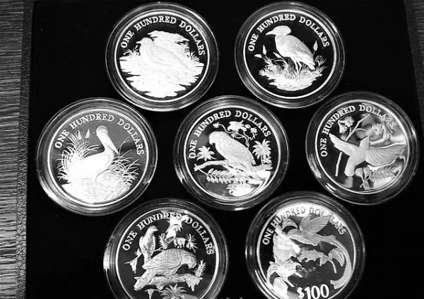 7 x 100 Dollar Silbermünzen