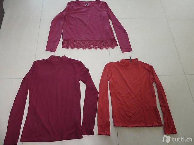 Drei Shirts gem. Foto, Gr. 158/164 (XS)