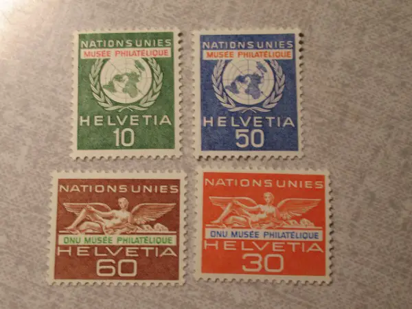 Spezielle Briefmarken HELVETIA 10, 30, 50, 60