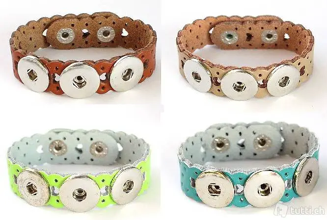 Lederarmband Herz für Click Buttons