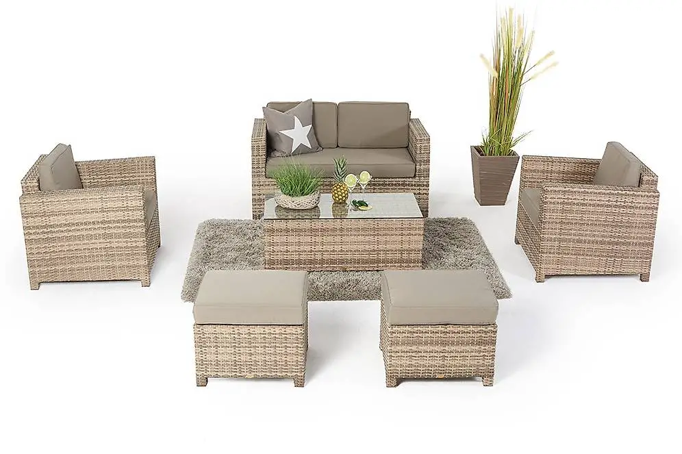 Rattan Loungeset natural mit Gratis Zubehör