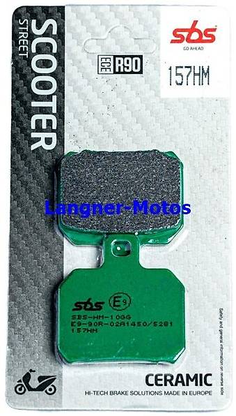 bremsbelag sbs 157 hm piaggio x8 x9, peugeot django 125