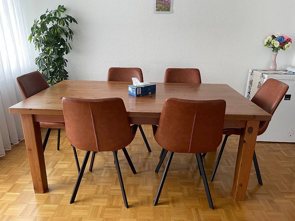 Massivholz Tisch + 6 Stühle