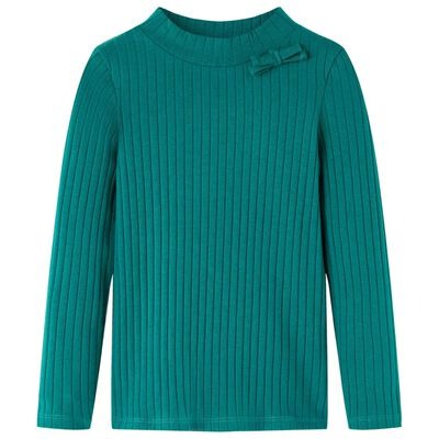  vidaXL Kinder-Langarmshirt Rippstrick Dunkelgrün 104
