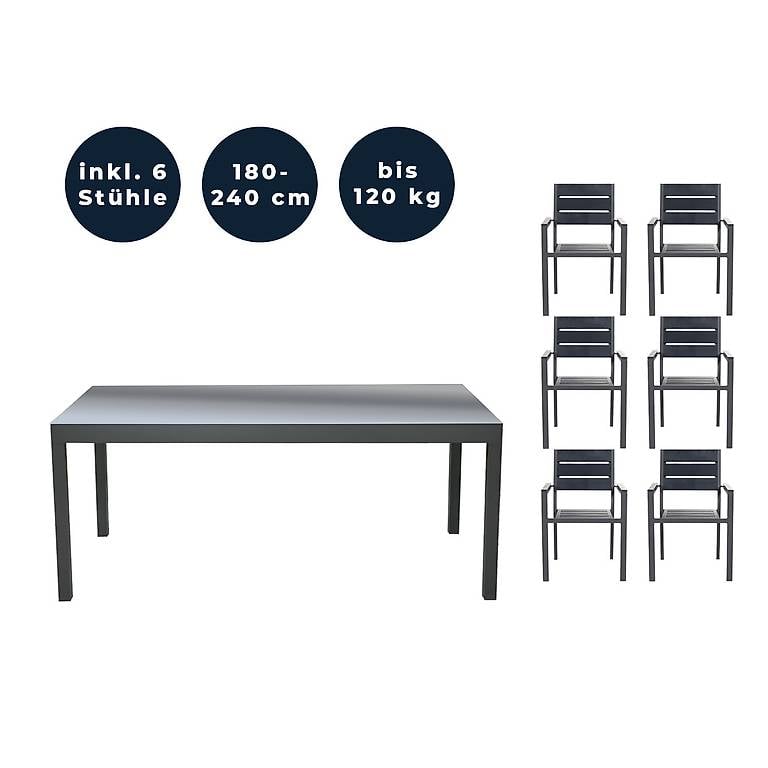 Sitzgruppe Garten MARIA - Tisch mit 6 Stühle