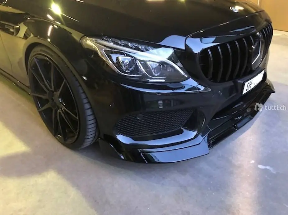  frontlippe bb schwarz mercedes c-klasse w205 c205 s205 amg