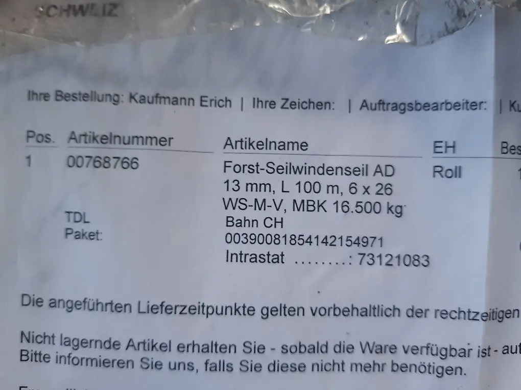 Seilwinde Seil Stahlseil