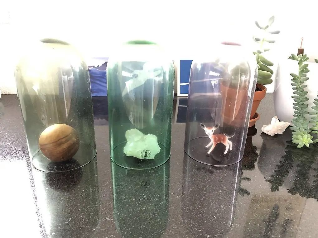 3 handgefertigte Glasglocken