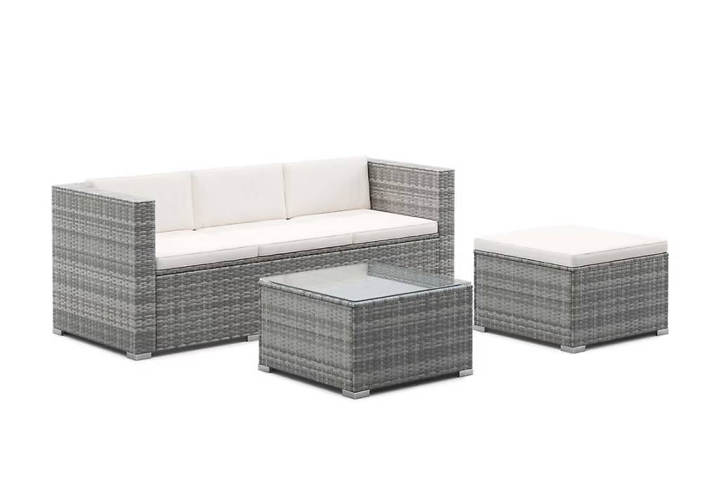 Rattanlounge NIZZA grau/beige