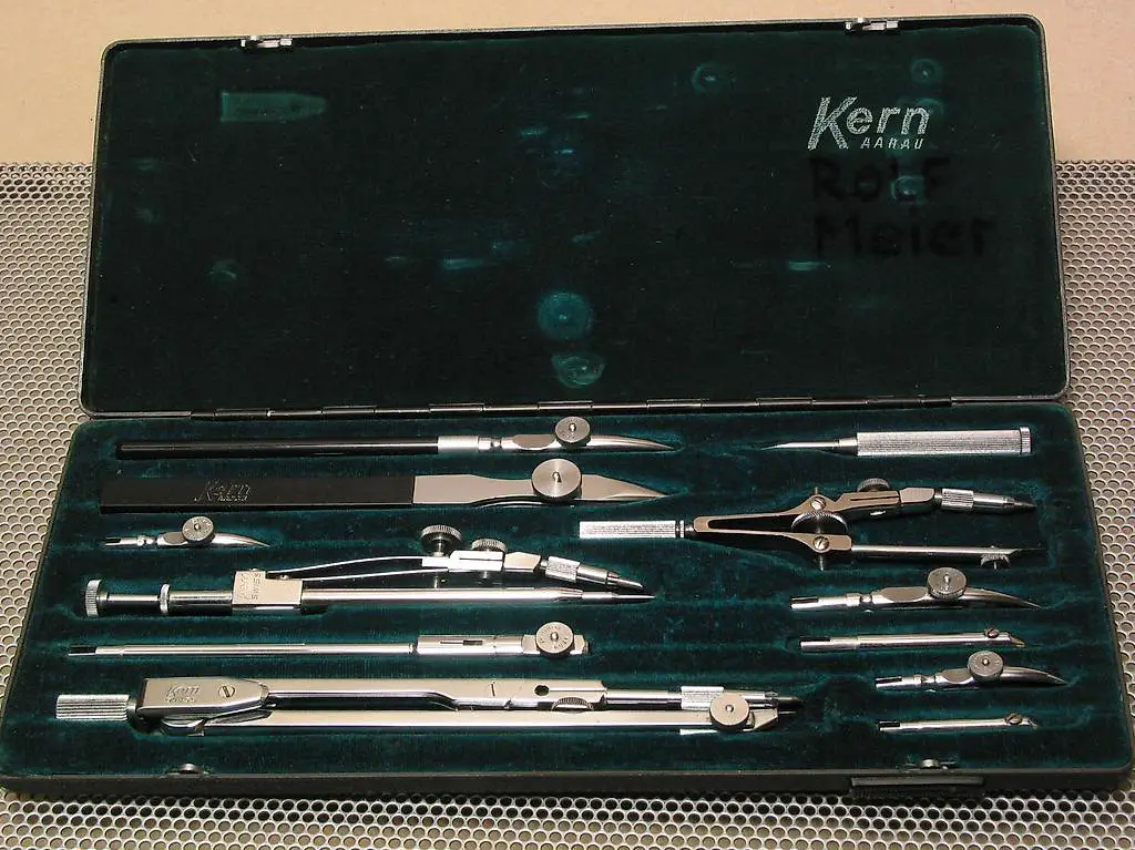 KERN AARAU Zirkelkasten XL Set METALL Etui Reisswerkzeug RAR