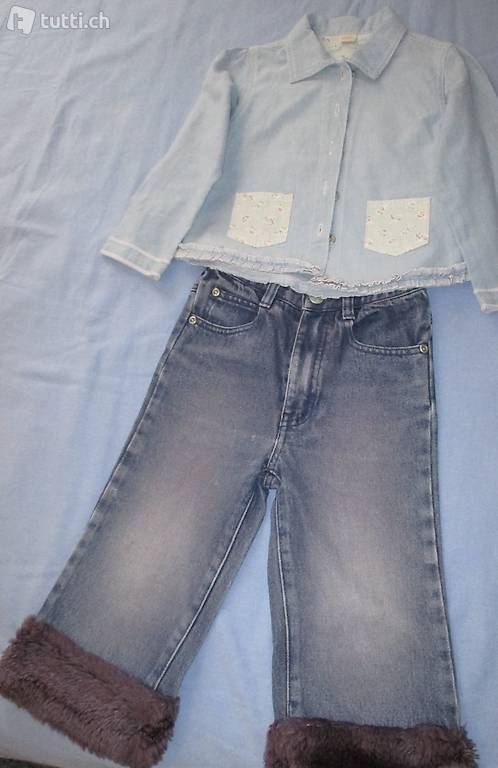 BABY GIRL- Gr.92- 2er SET- lila JEANSHOSE-romantische BLUSE