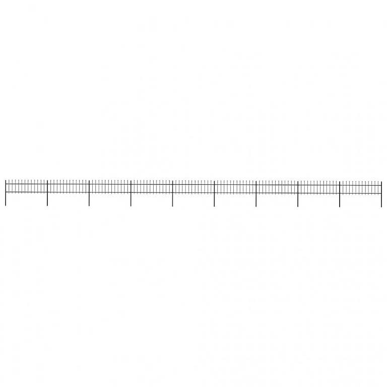Gartenzaun mit Speerspitzen Stahl 15,3 x 0,6 m Schwarz