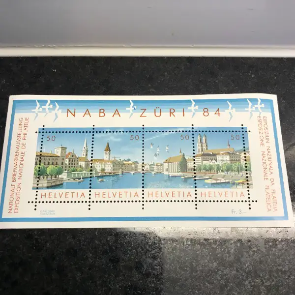 >rar: xxl panorama sondermarke naba zürich 1984 schweiz