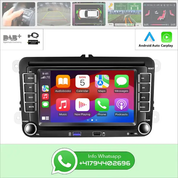 Vw Autoradio Carplay 64 GB DAB+ Android 13 Tiguan Polo Golf