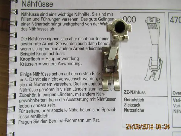  Nähfuss 000 zur Bernina Nähmaschine, Füsschen
