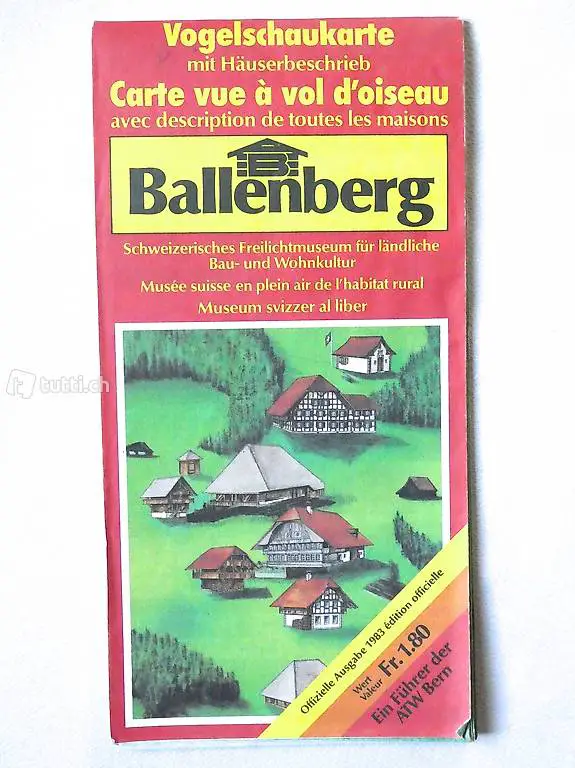 Ballenberg Vogelschaukarte Führer mit Häuserbeschrieb