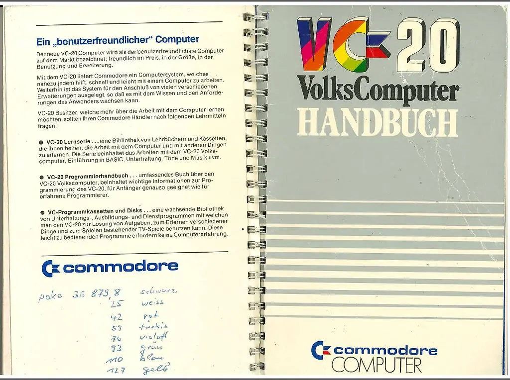 Handbuch zu VC-20 Commodore VC-20