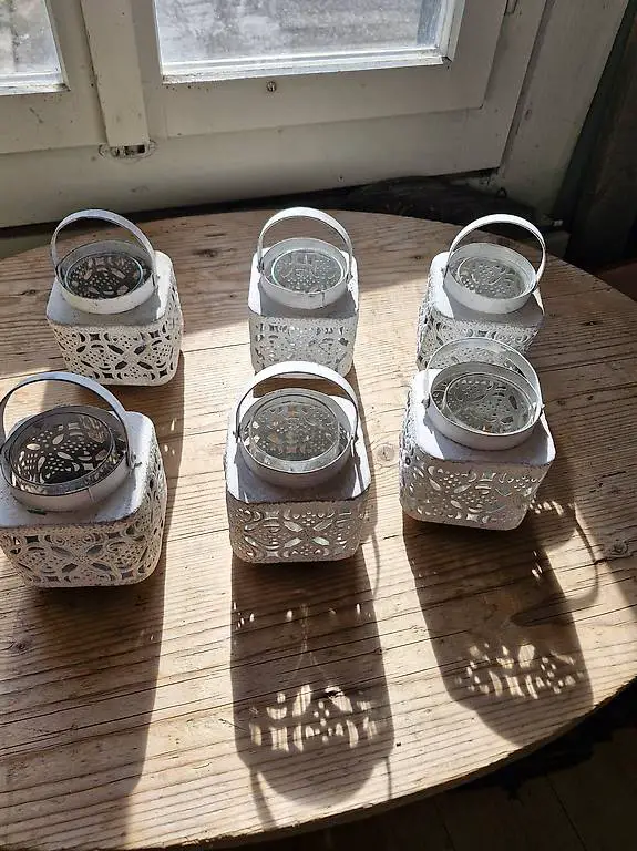 Teelicht Laterne mit Glaseinsatz Shabbychic Deko