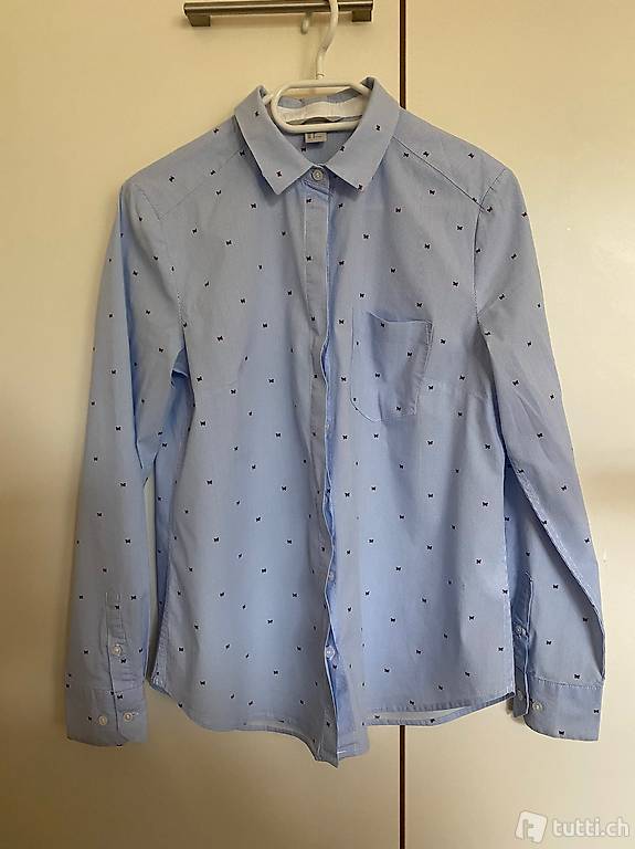 Bluse H&M Schmetterlinge 38 blau