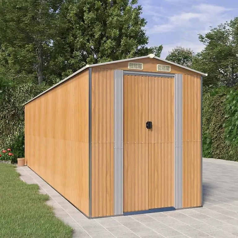 Geräteschuppen Hellbraun 192x689x223 cm Verzinkter Stahl