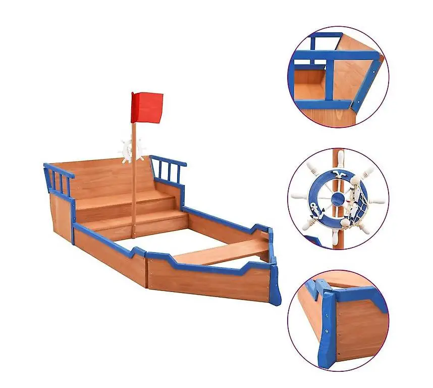 Sandkasten Piratenschiff Tannenholz 190x94,5x101 cm