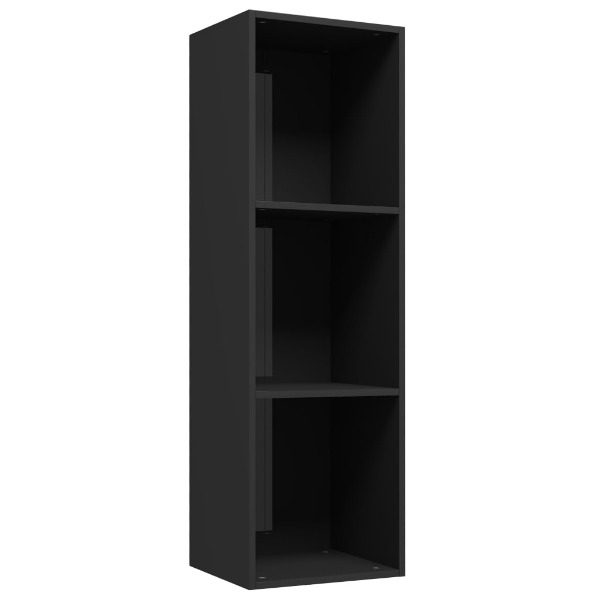  Bücherregal/TV-Schrank Hochglanz-Schwarz 36x30x114cm Spanp..