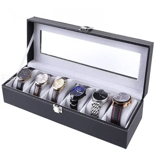  Uhrenbox für 6 Uhren mit Glasfenster Watch Box Uhren