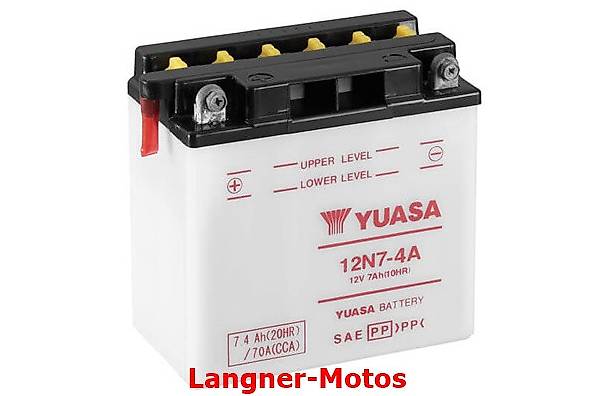 YUASA Motorrad Batterie 12V 7AH 12N7-4A + Säurepack Vespa PK