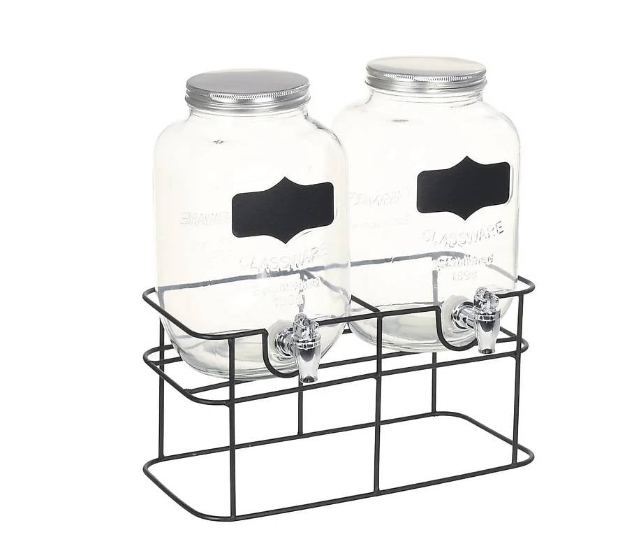 Getränkespender 2 Stk. mit Ständer 2 x 4 L Glas
