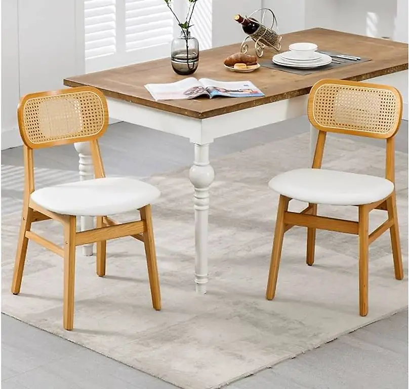 Rattansessel Esszimmerstühle 2er Set, Küchenstuhl Rattanstuh