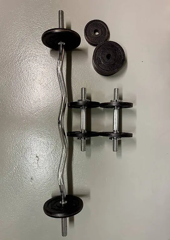 Langhantel & 2 Kurzhanteln