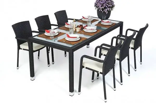  RATTAN SITZGRUPPE - RATTANTISCH RATTAN