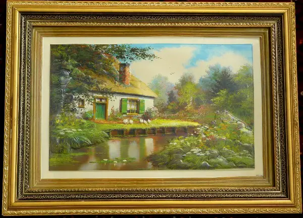 Collage-Kunst hinter Glas 60x44. B060