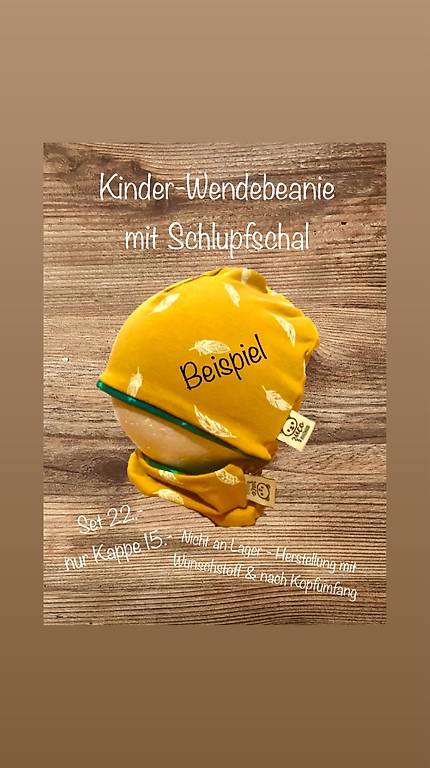 NEU Selbstgenähte Kinder Wendebeanie / Schal