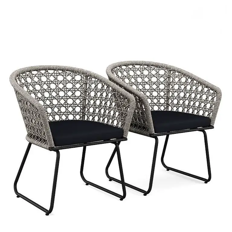 Gartenstuhl ÄGINA 2er Set grau/schwarz