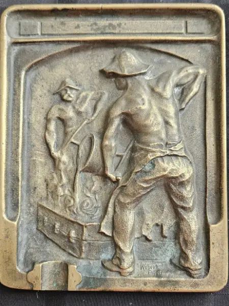 Bronzen Relief Robert Müller ORIGINAL Die Eisengiesser Antik