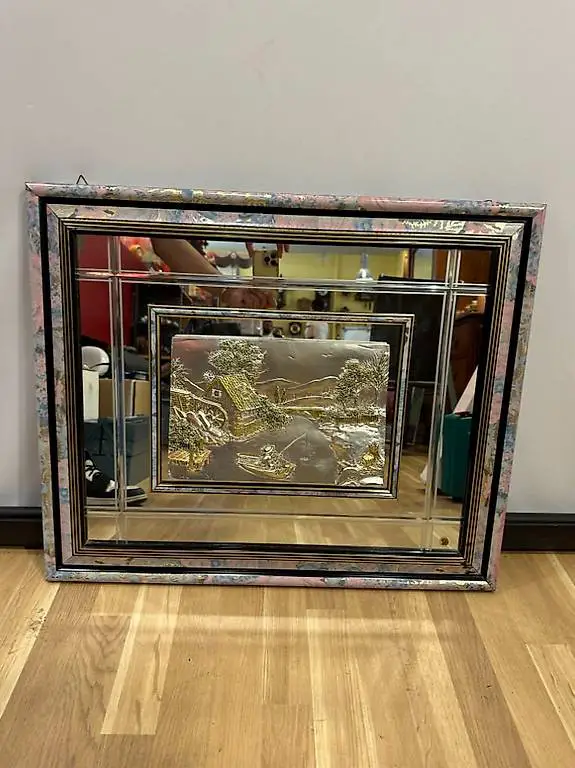 Relief 3D Look Mann in einem Fischerboot