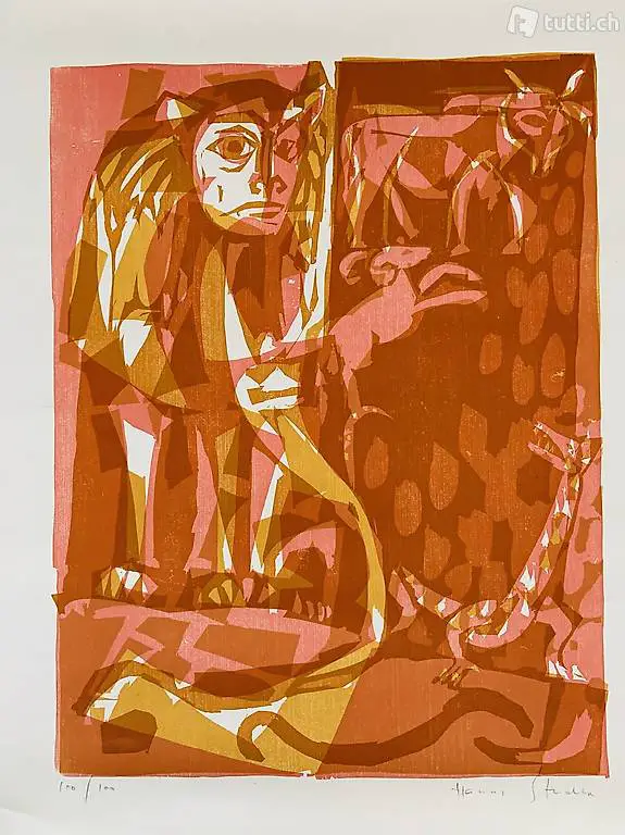 Original Farbholzschnitt / Hanns Studer