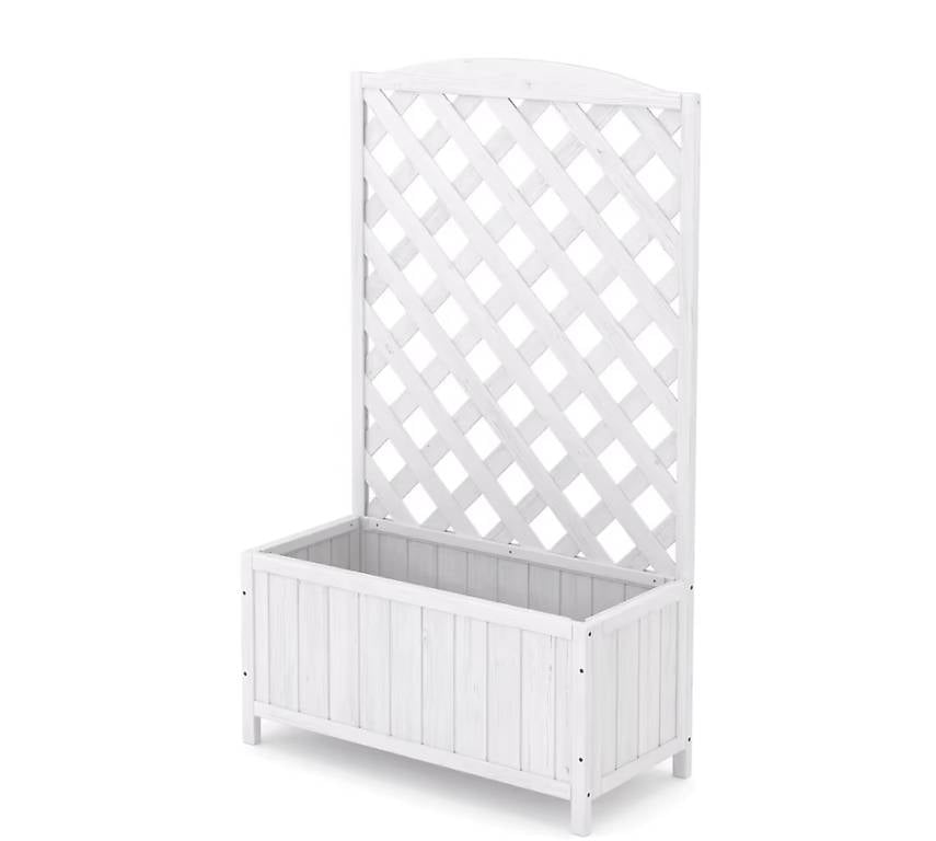 Rankgitter mit Blumenkasten weiss