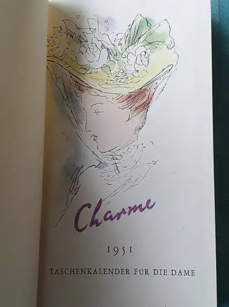  Charme TASCHENKALENDER FÜR DIE DAME 1951 mit Schuber