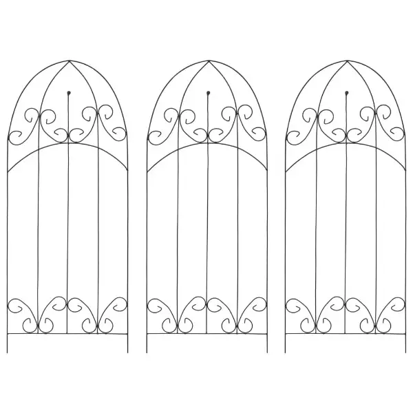  Rankgitter 3 Stk. Schwarz 40×100 cm Eisen