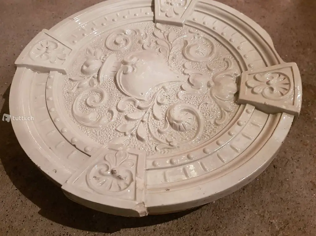 ANTIKE Ofenkachel rund "TIP TOP" 33 cm Durchmesser