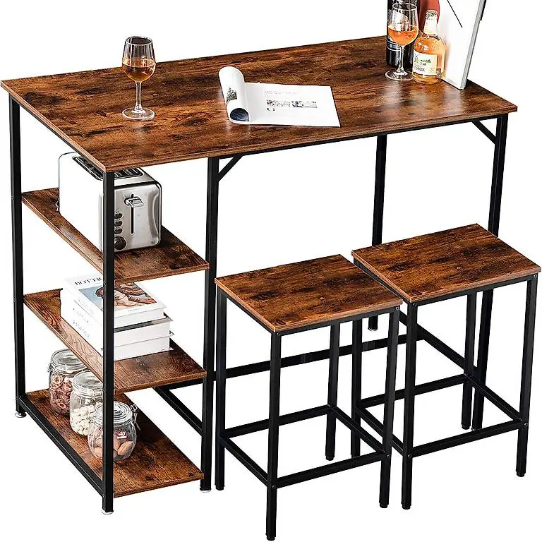 Bartisch-Set Stehtisch mit 2 Barhockern